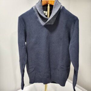 BROADWAY NYC NAVY BLUE COTTON COWL NEXT SWEATER MEN XL